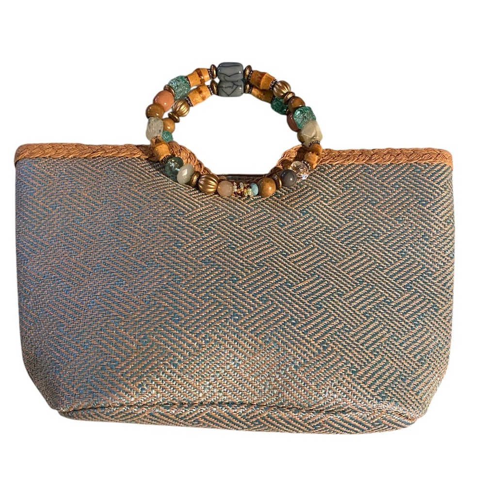 Cappelli Woven Handbag with Beaded Handle